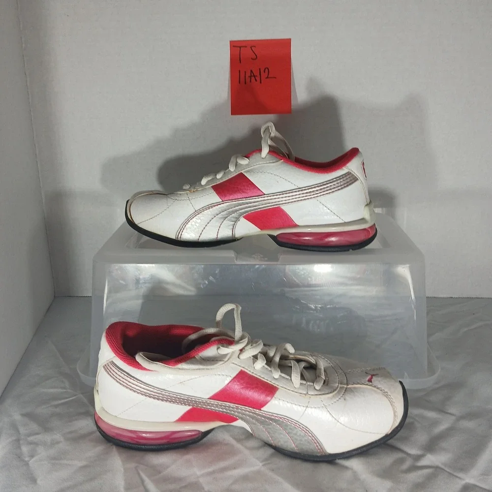Puma Turin‎ Sport Lifestyle Shoes Sneakers White Pink Silver Girls US 2.5